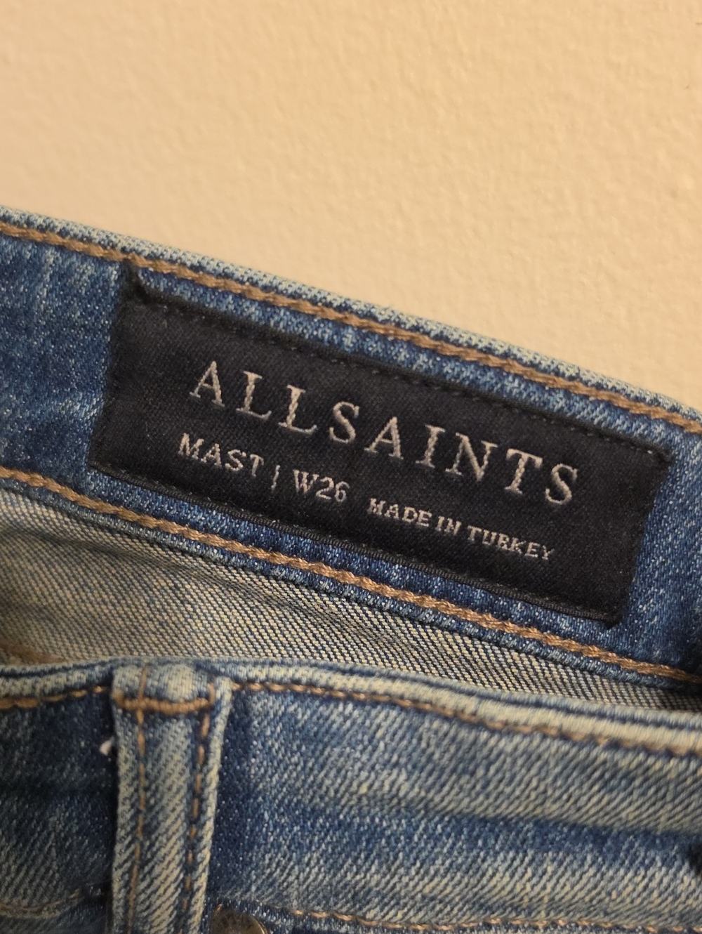 All Saints Medium Wash Distressed Skinny Jeans EUC - Picture 3 of 4